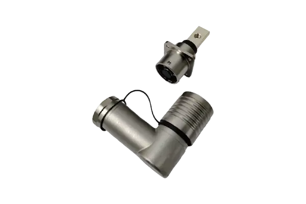 CONNECTEUR PUSH-PULL EN M&Eacute;TAL &Agrave; COUDE UNIQUE DE 8MM